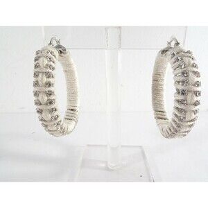 Lee Angel Women's Phoebe Cream Wrap Crystal Hoop Earrings NIP 150